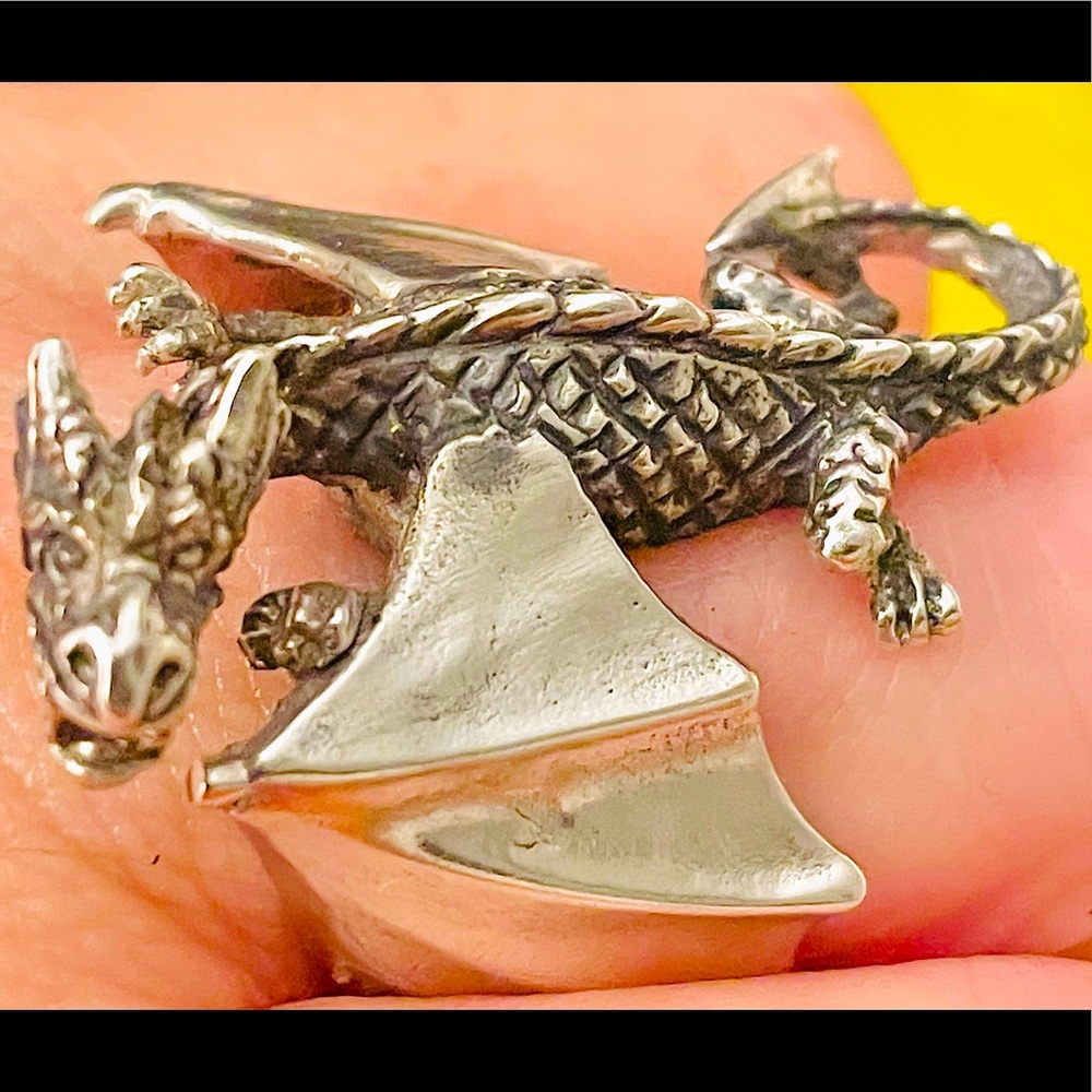 Handcrafted Thailand Artisan Flying Sterling Silver Celtic Dragon Ring
